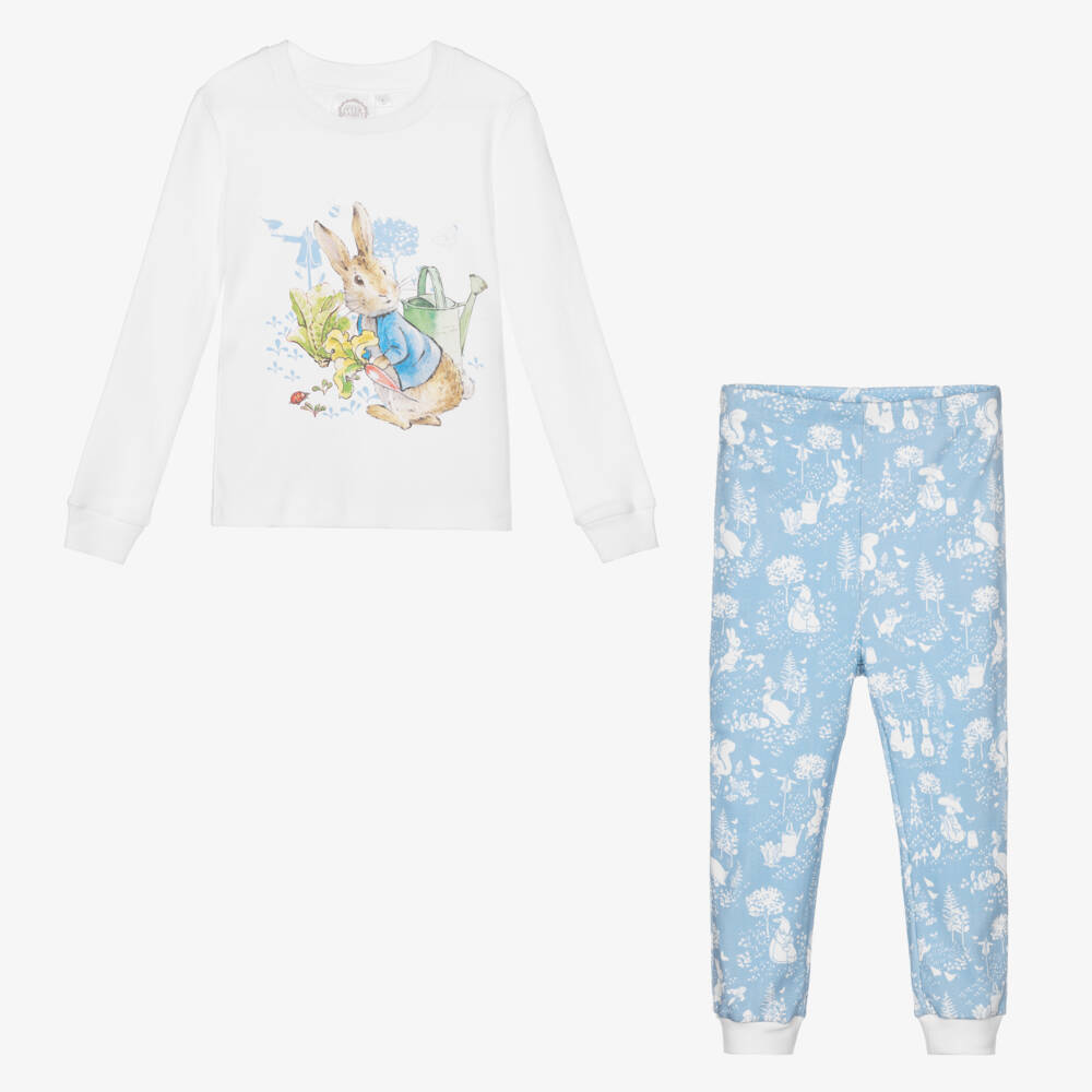 بيتر رابِت باي تشلدرن صالون-بيجاما قطن لون أزرق و أبيض | Childrensalon Outlet