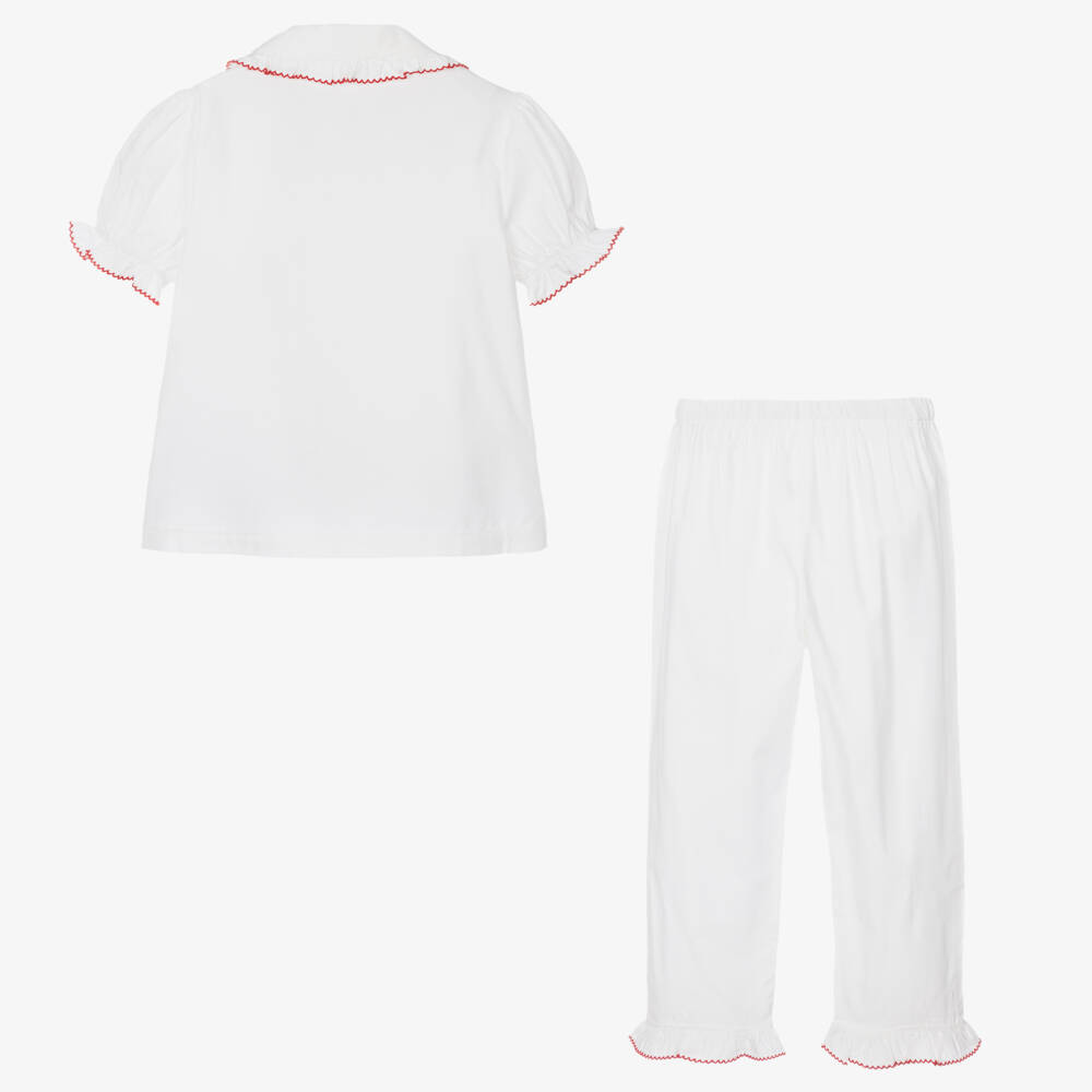 Peter Rabbit™ by Childrensalon-Girls Personalised White Embroidered Pyjamas | Childrensalon Outlet