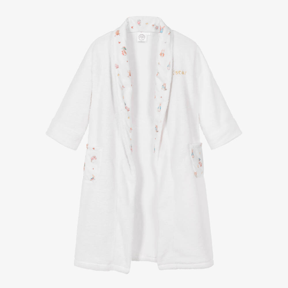 Peter Rabbit™ by Childrensalon-Girls Personlised White Fleece Dressing Gown | Childrensalon Outlet