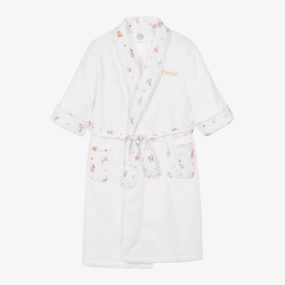 Peter Rabbit™ by Childrensalon-Girls Personlised White Fleece Dressing Gown | Childrensalon Outlet