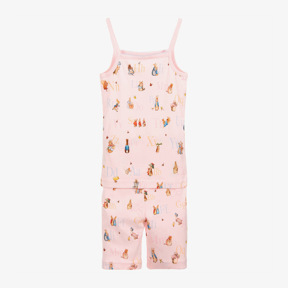 Peter Rabbit™ by Childrensalon-Girls Pink Cotton Jersey Short Pyjamas  | Childrensalon Outlet