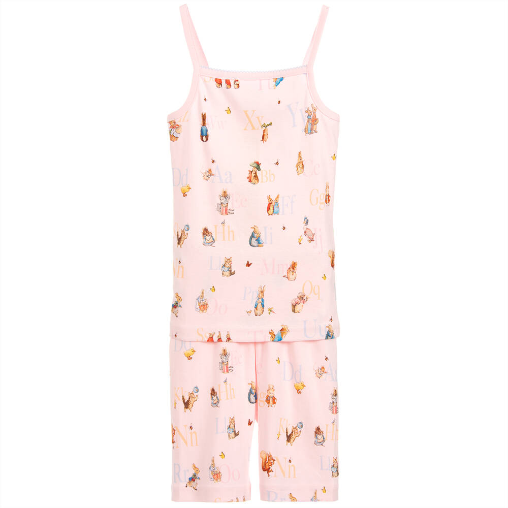 Peter Rabbit™ by Childrensalon - Girls Pink Cotton Jersey Short Pyjamas  | Childrensalon