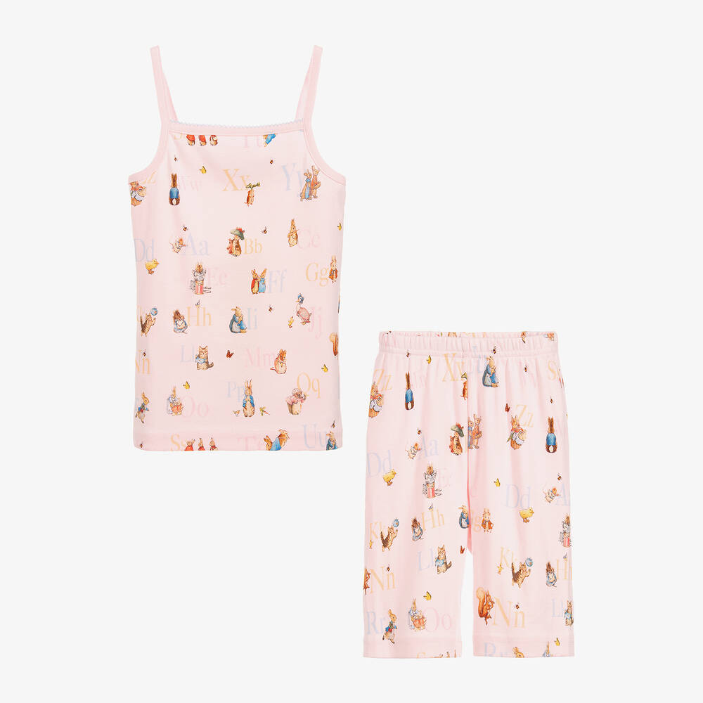 Peter Rabbit™ by Childrensalon-Girls Pink Cotton Jersey Short Pyjamas  | Childrensalon Outlet