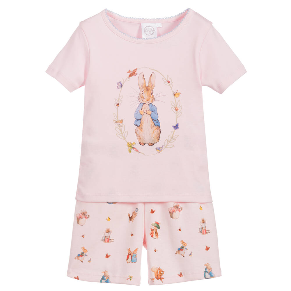 Peter Rabbit™ by Childrensalon - بيجاما شورت قطن لون زهري للبنات | Childrensalon