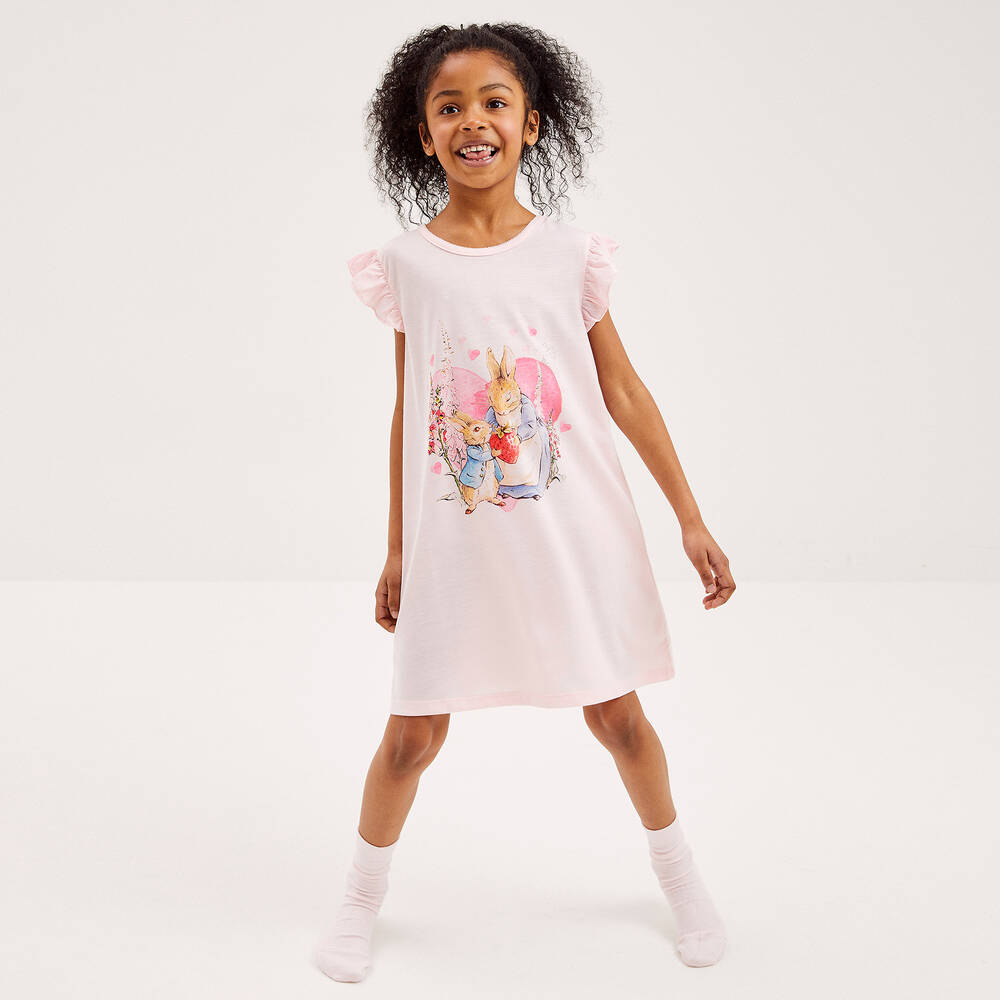 PETER RABBIT BY CHILDRENSALON Girls Pink Frill Nightdress