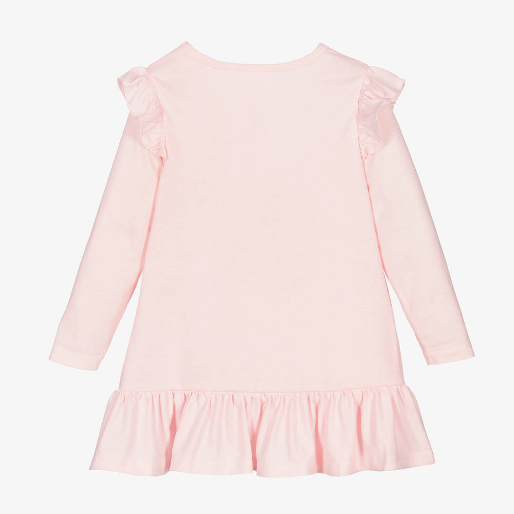 بيتر رابِت باي تشلدرن صالون-قميص نوم جيرسي لون زهري مزين بكشكش للبنات | Childrensalon Outlet