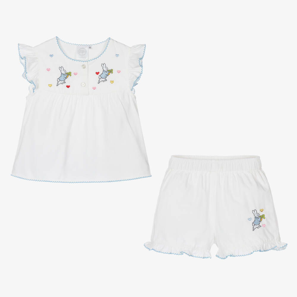 Peter Rabbit™ by Childrensalon-Girls Whimsical White Embroidered Sleepwear | Childrensalon Outlet