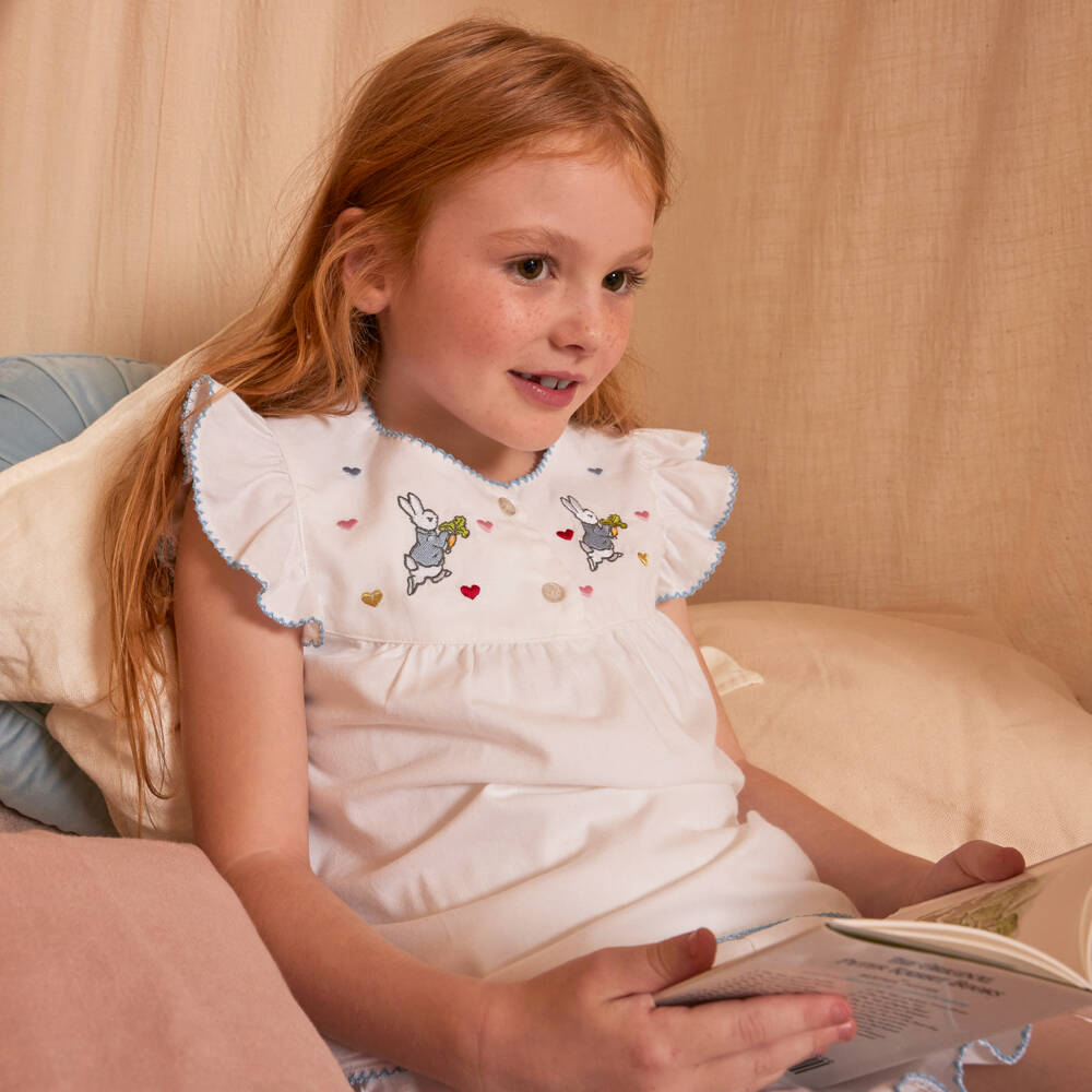 Peter Rabbit™ by Childrensalon-Girls Whimsical White Embroidered Sleepwear | Childrensalon Outlet