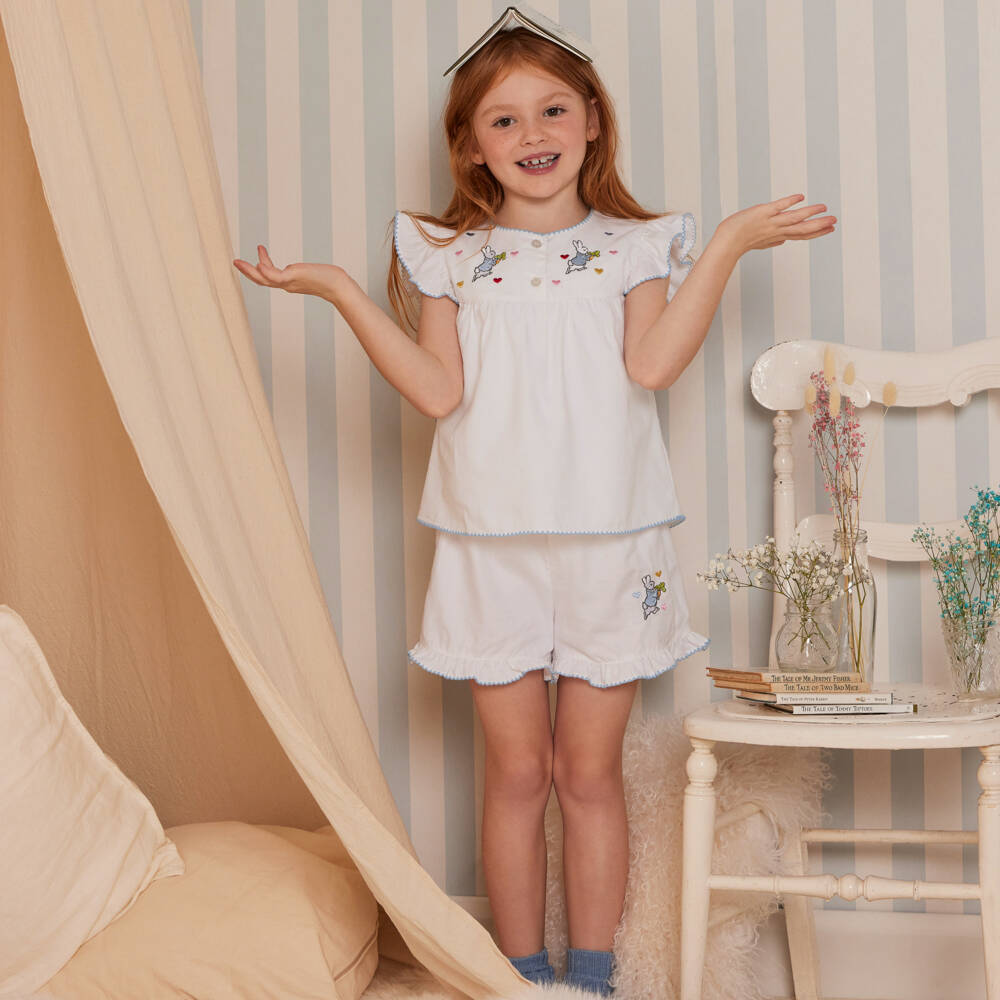 Peter Rabbit™ by Childrensalon-Girls Whimsical White Embroidered Sleepwear | Childrensalon Outlet