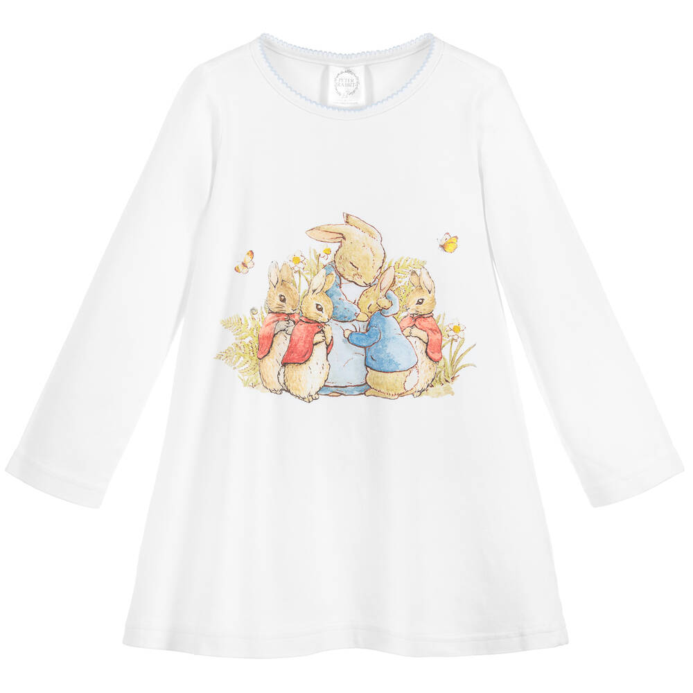 Peter Rabbit™ by Childrensalon - قميص نوم قطن لون أبيض للبنات  | Childrensalon
