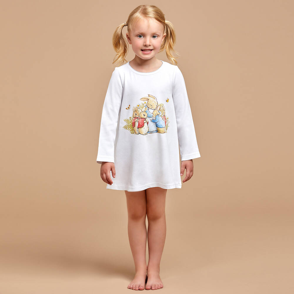 Peter Rabbit by Childrensalon Girls White Cotton Jersey