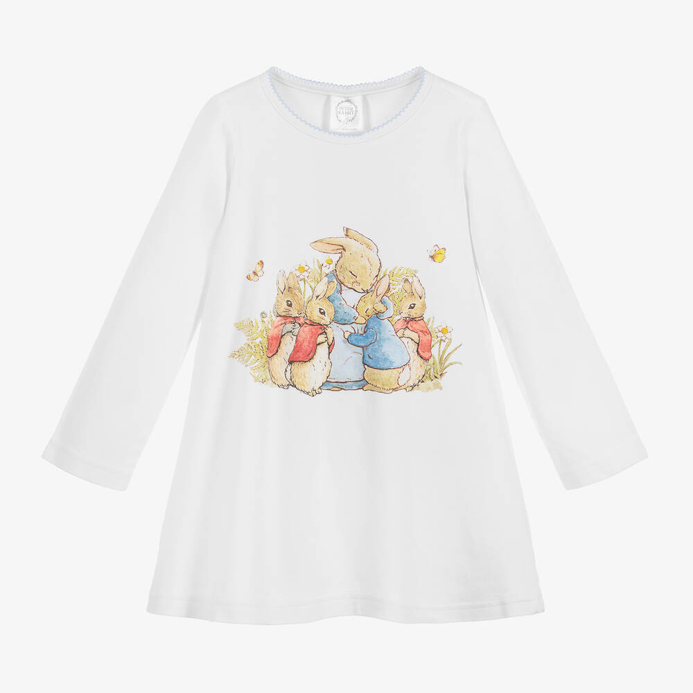 Peter Rabbit™ by Childrensalon-Белая ночная рубашка из хлопкового джерси | Childrensalon Outlet