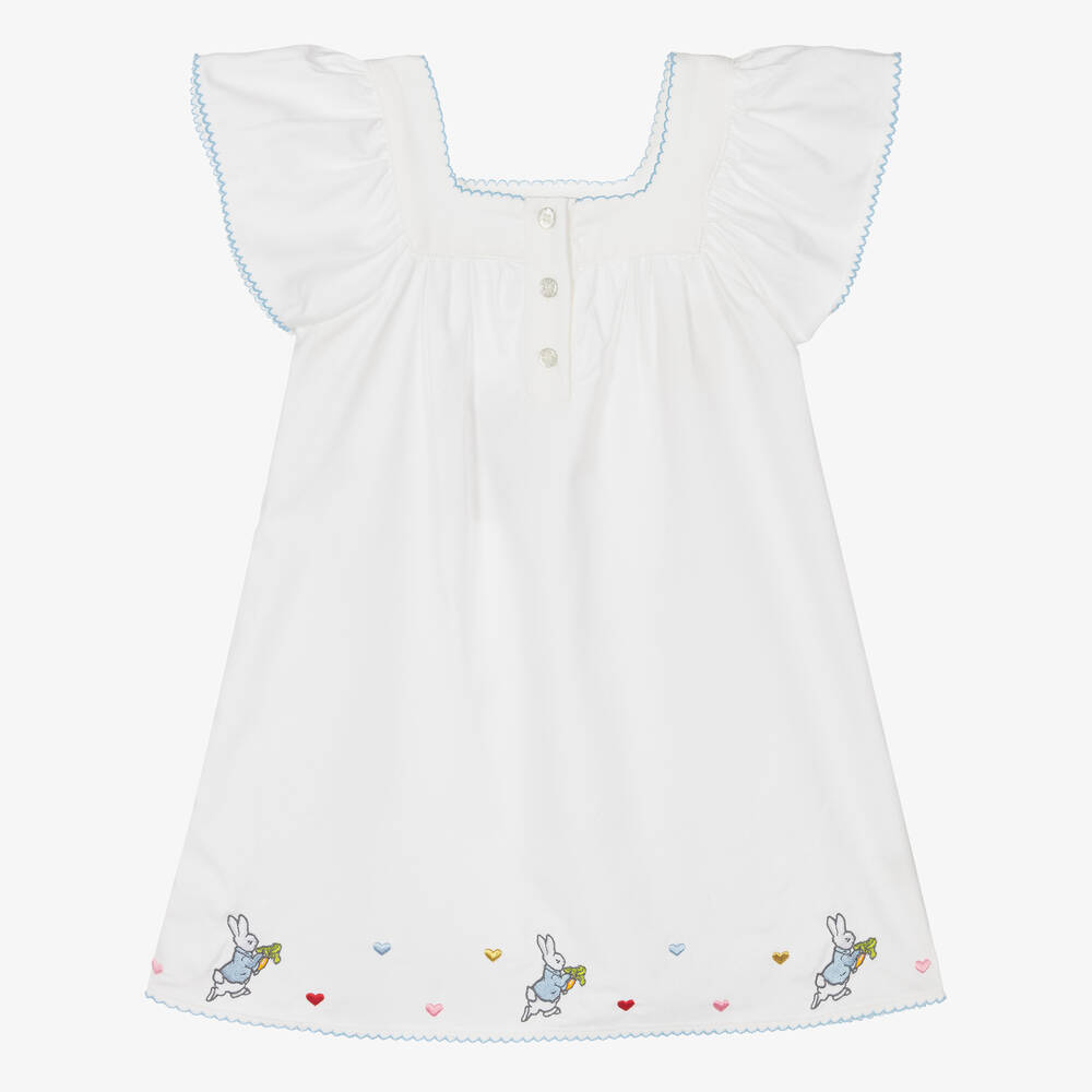 Peter Rabbit™ by Childrensalon-Белая хлопковая ночная рубашка с вышивкой | Childrensalon Outlet