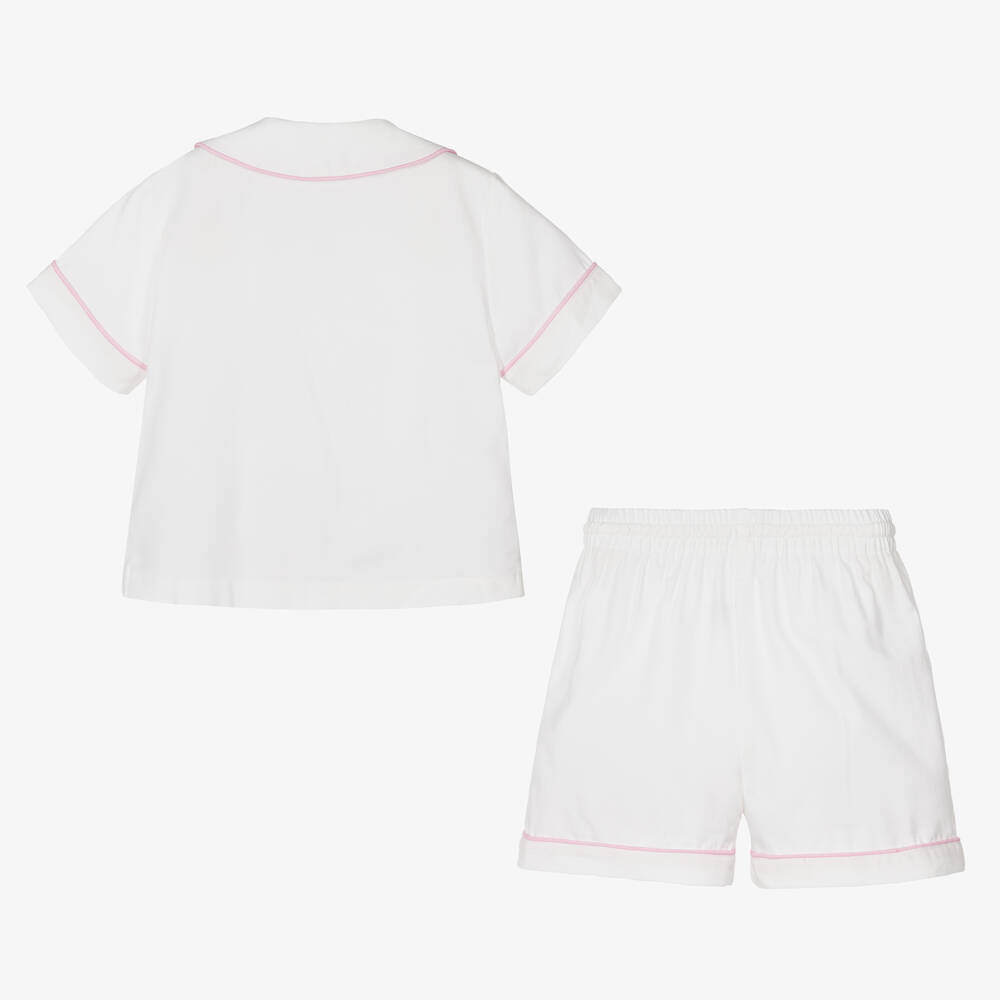 Peter Rabbit™ by Childrensalon-Girls White Embroidered Cotton Pyjamas | Childrensalon Outlet