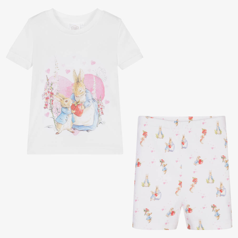Peter Rabbit™ by Childrensalon-Girls White Shortie Sleep Set | Childrensalon Outlet