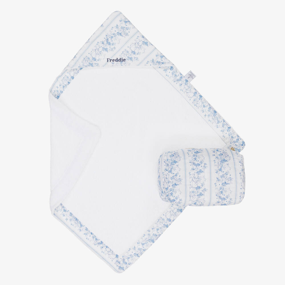 Peter Rabbit™ by Childrensalon-Personalised White Hooded Baby Towel & Wash Bag Set | Childrensalon Outlet