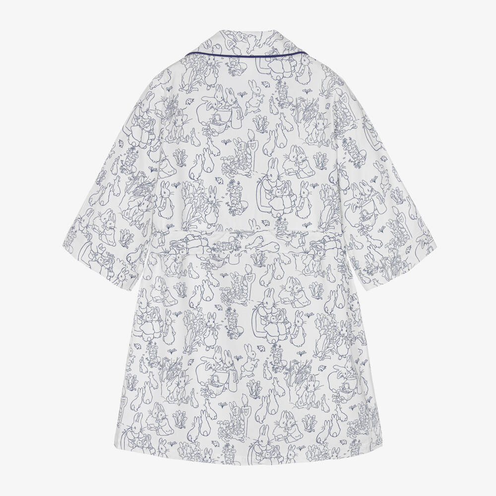Peter Rabbit™ by Childrensalon-White & Blue Personalised Dressing Gown | Childrensalon Outlet