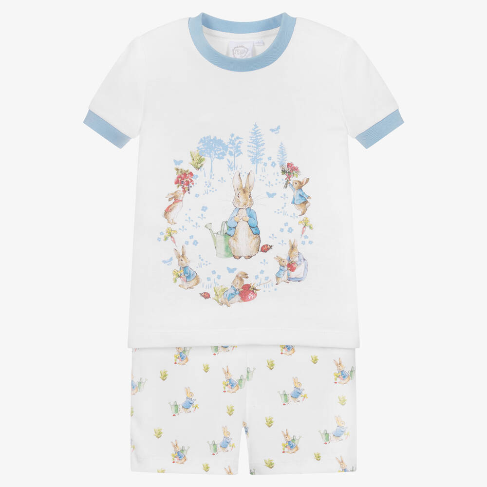 Peter Rabbit™ by Childrensalon-Бело-голубая короткая пижама из хлопка | Childrensalon Outlet