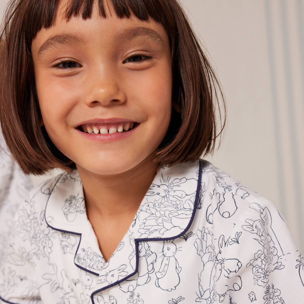 Peter Rabbit™ by Childrensalon-Короткая пижама из белого и синего хлопка | Childrensalon Outlet