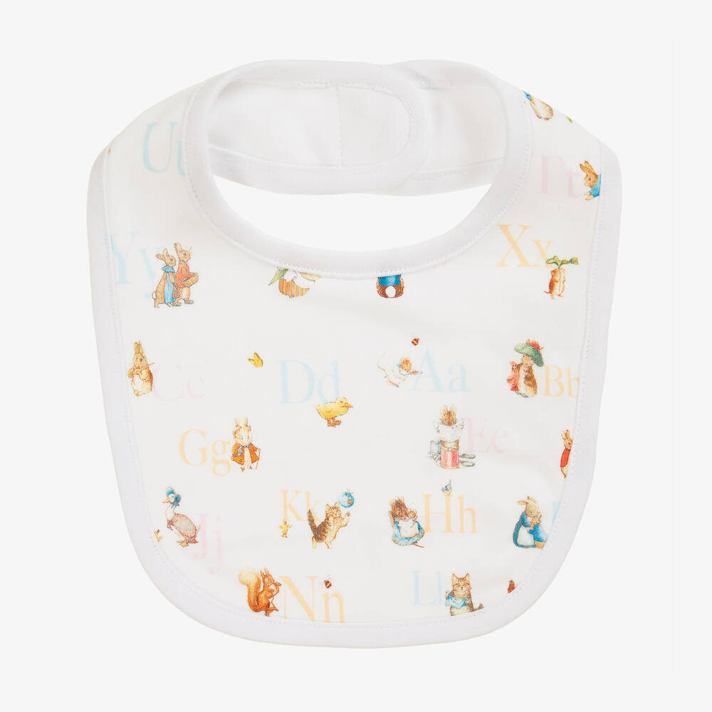 Peter Rabbit™ by Childrensalon-White Cotton Jersey Baby Bib  | Childrensalon Outlet
