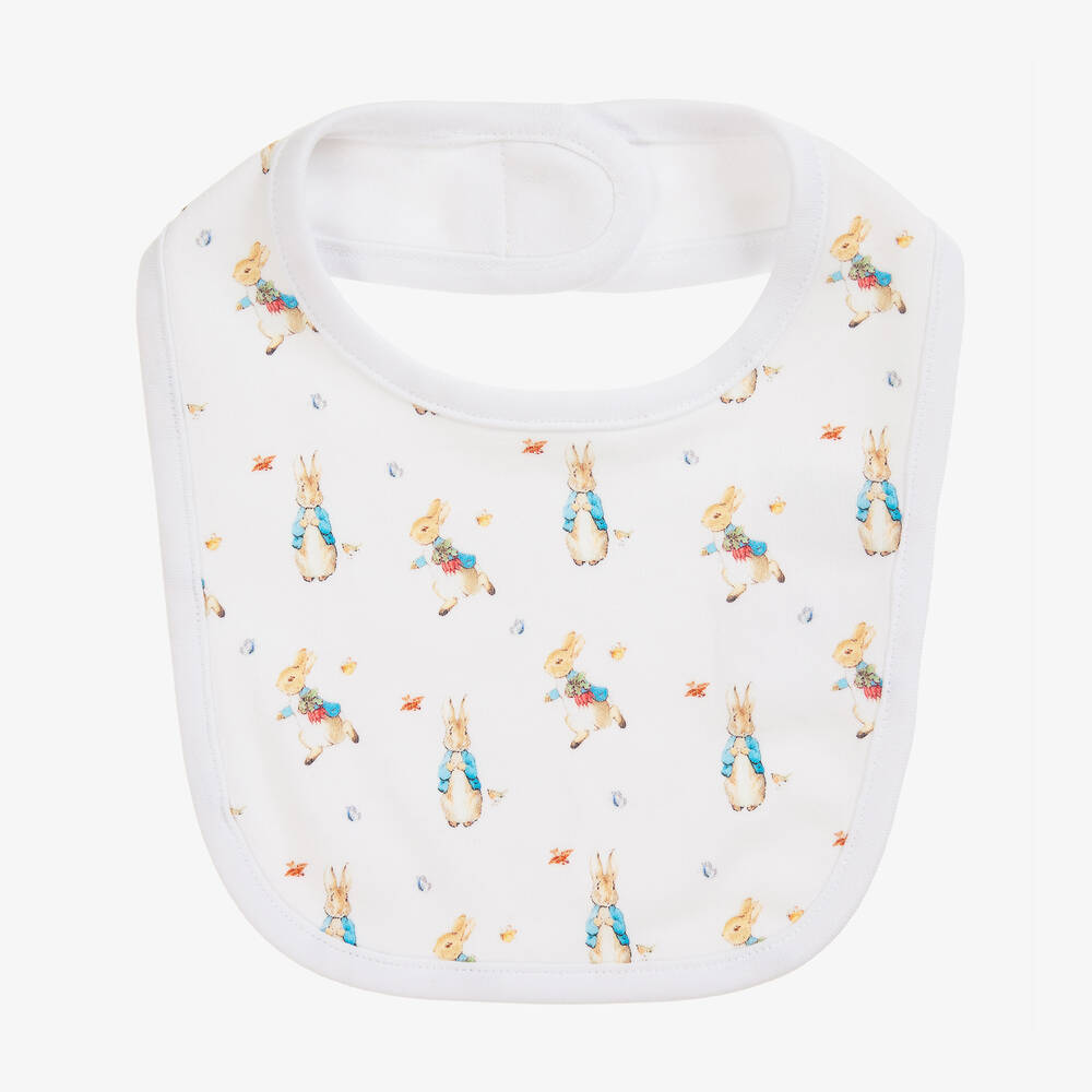 Peter Rabbit™ by Childrensalon-White Cotton Jersey Baby Bib  | Childrensalon Outlet