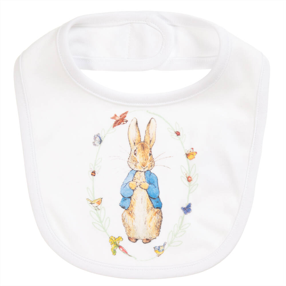 Peter Rabbit™ by Childrensalon - Bavoir blanc en jersey de coton bébé  | Childrensalon