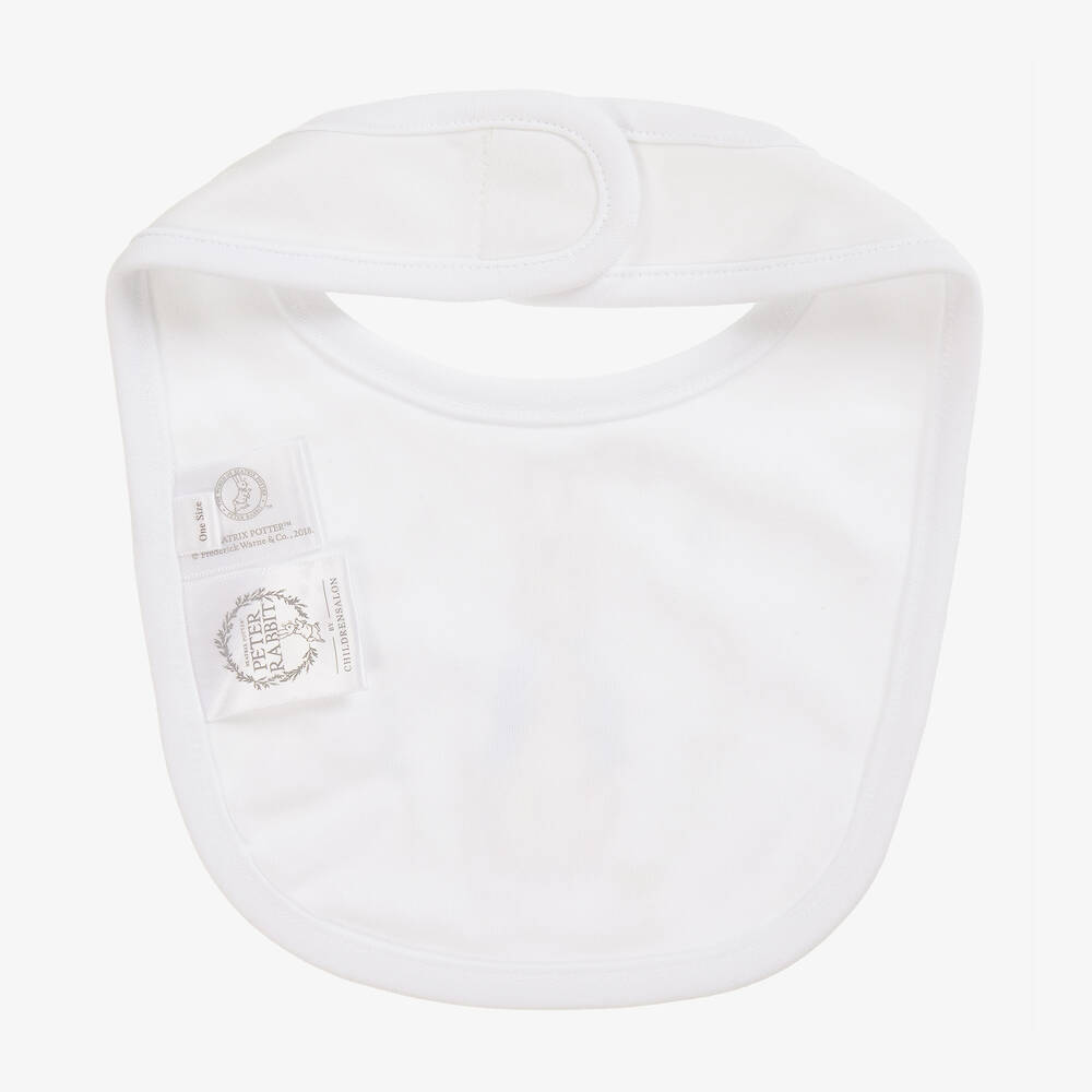 Peter Rabbit™ by Childrensalon-White Cotton Jersey Baby Bib | Childrensalon Outlet