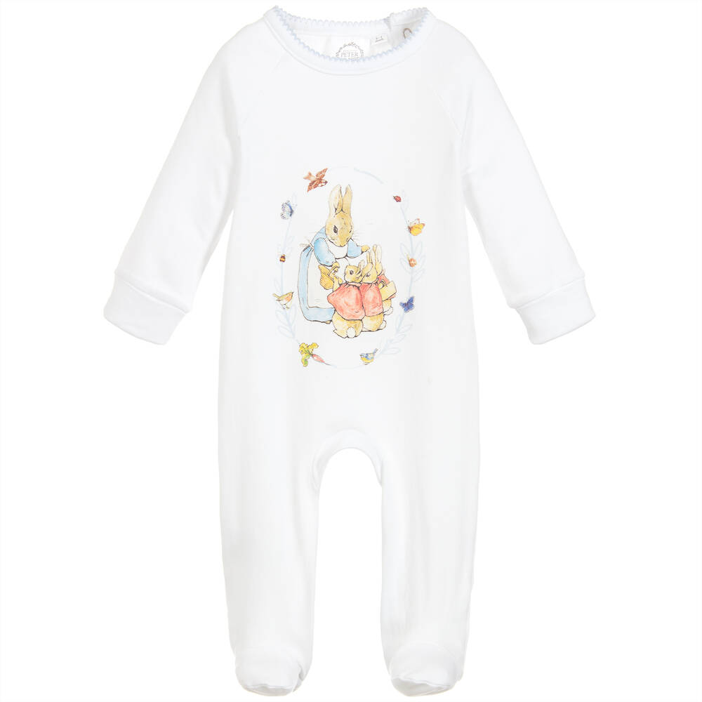 Peter Rabbit™ by Childrensalon - White Cotton Jersey Babygrow  | Childrensalon
