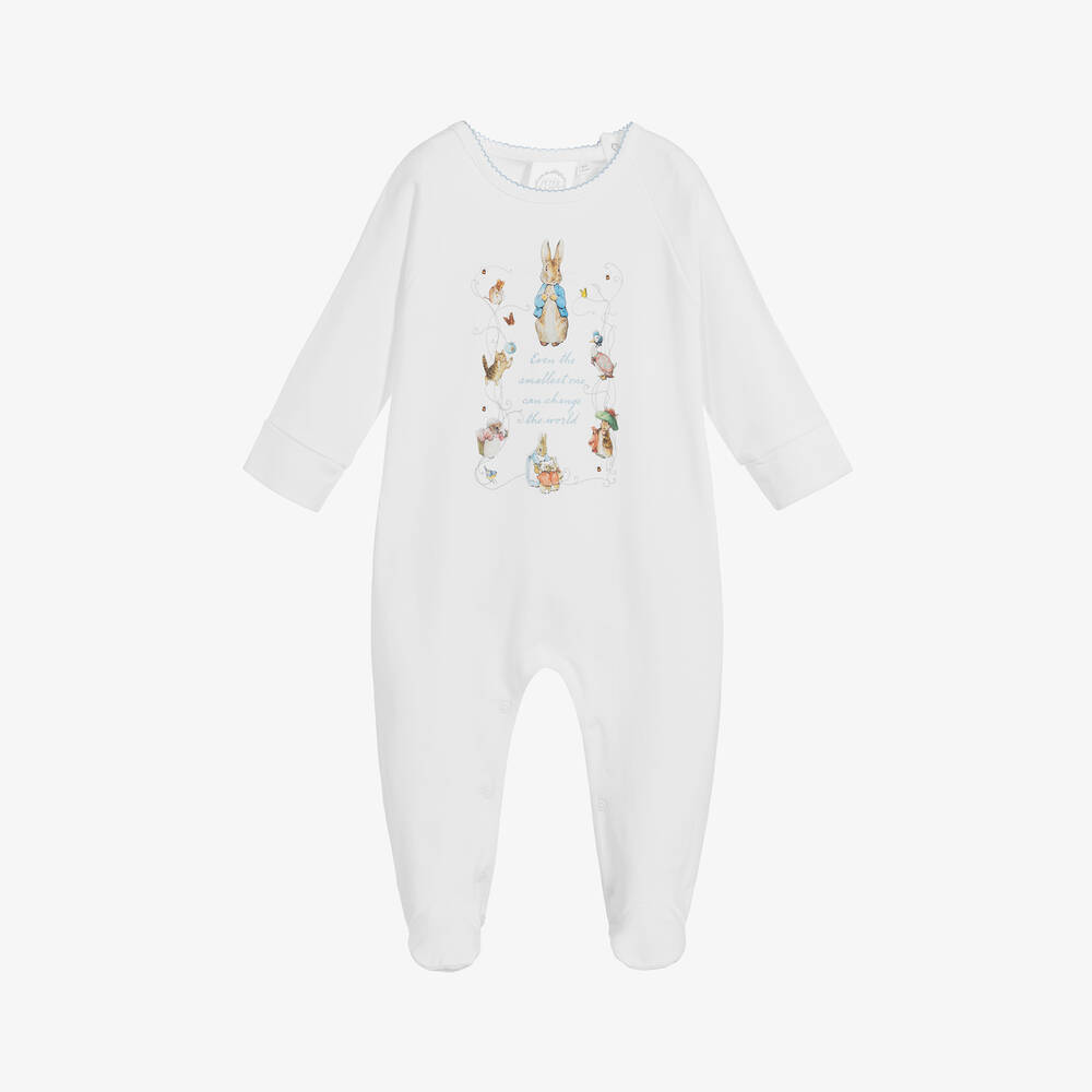 Peter Rabbit™ by Childrensalon - White Cotton Jersey Babygrow  | Childrensalon