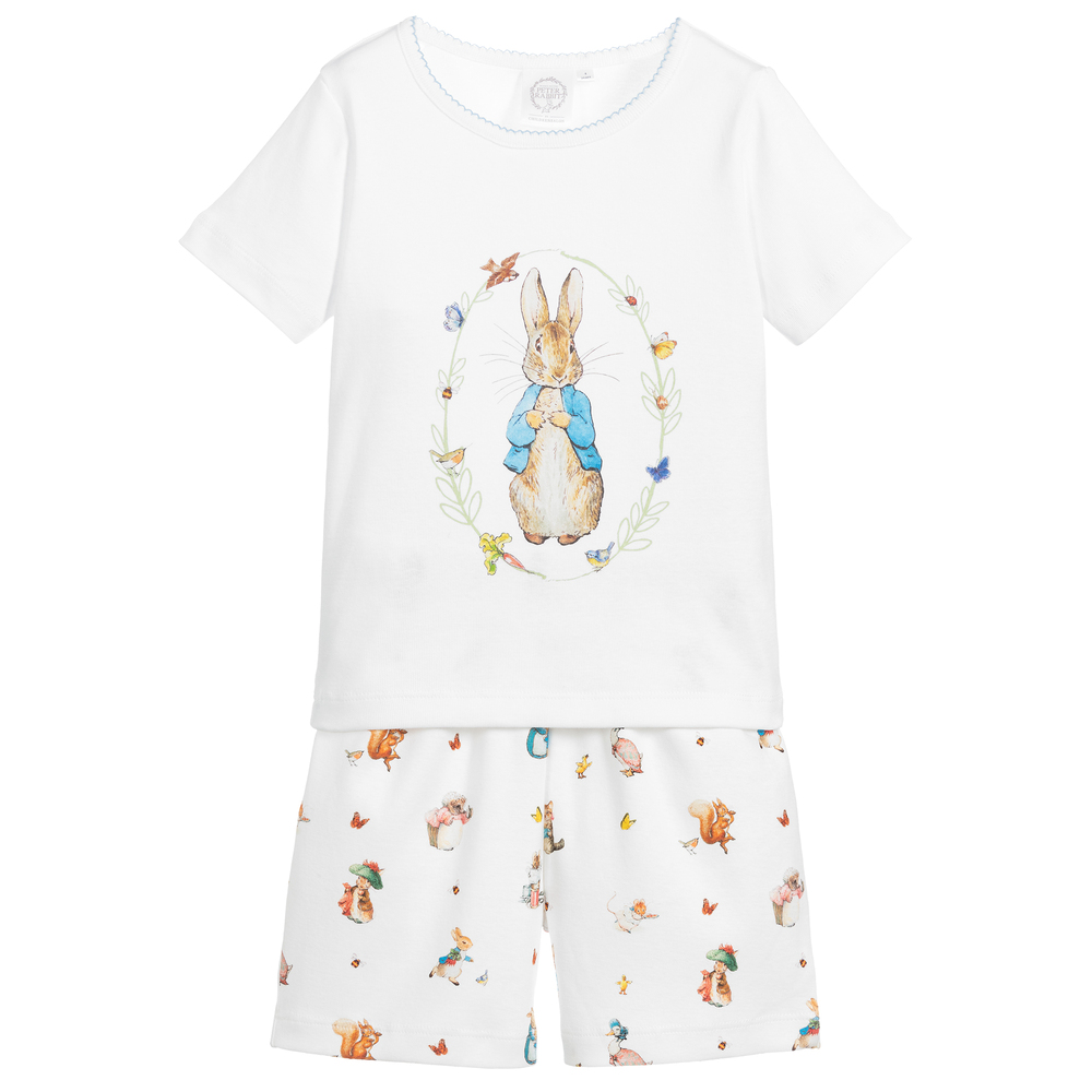 Peter Rabbit™ by Childrensalon - Короткая белая пижама из хлопкового джерси  | Childrensalon