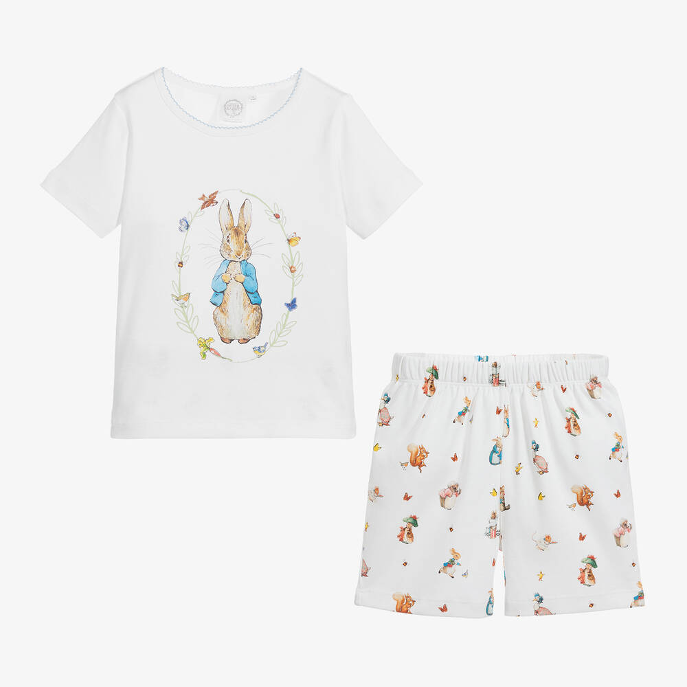 PETER RABBIT BY CHILDRENSALON White Cotton Short Pyjamas