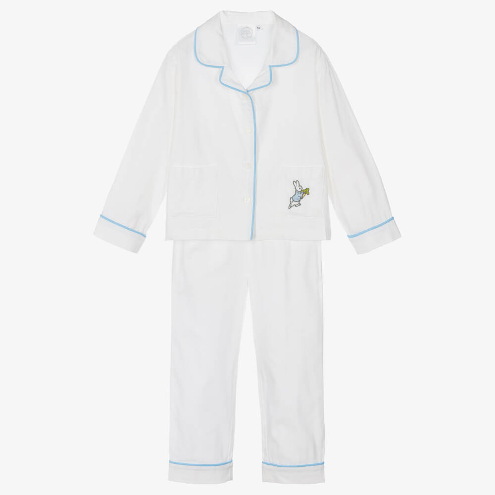 Peter Rabbit™ by Childrensalon-White Embroidered Cotton Pyjamas | Childrensalon Outlet