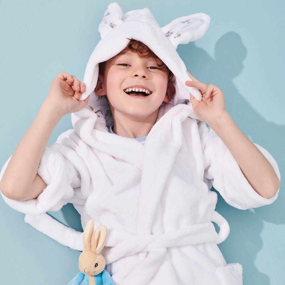 Peter Rabbit™ by Childrensalon-White Plush Fleece Dressing Gown | Childrensalon Outlet