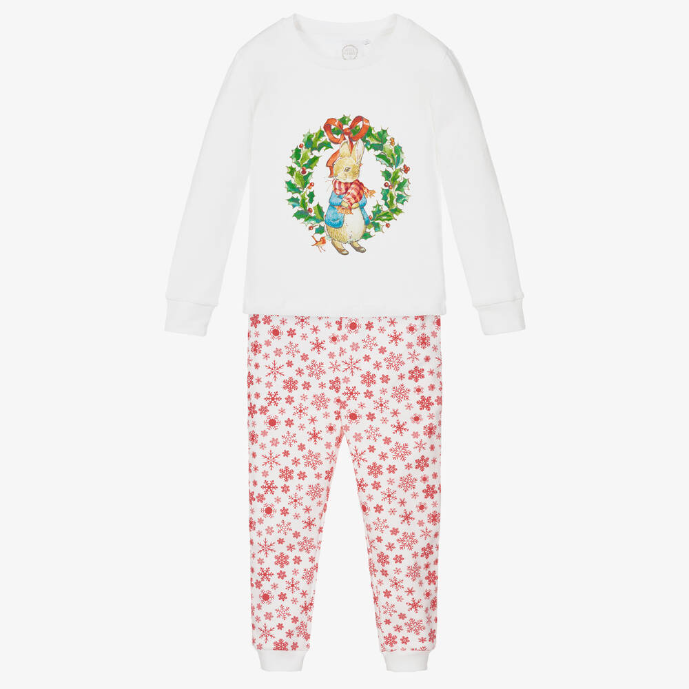 Peter Rabbit™ by Childrensalon - White & Red Cotton Christmas Pyjamas | Childrensalon