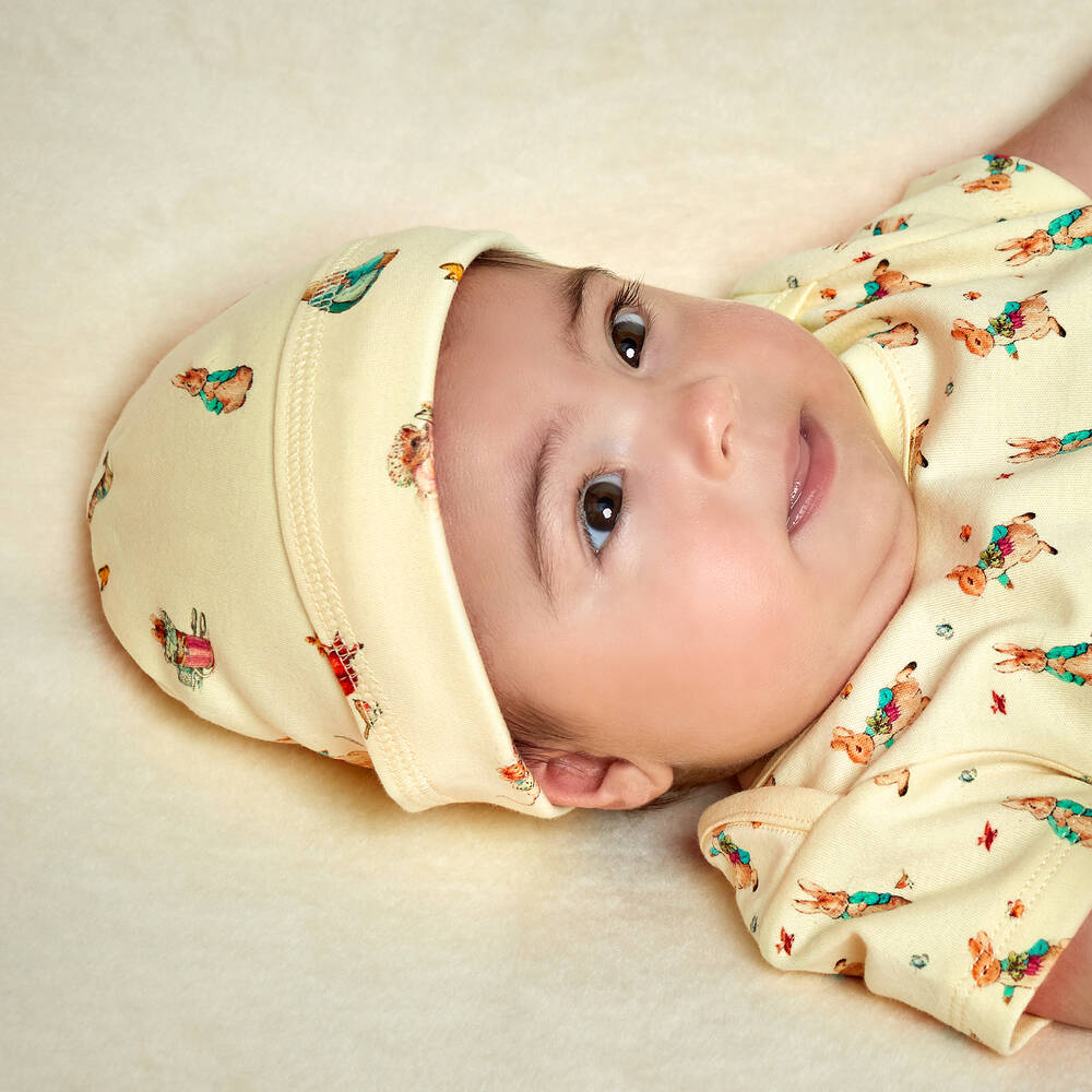 Peter Rabbit™ by Childrensalon-Yellow Cotton Jersey Baby Hat  | Childrensalon Outlet