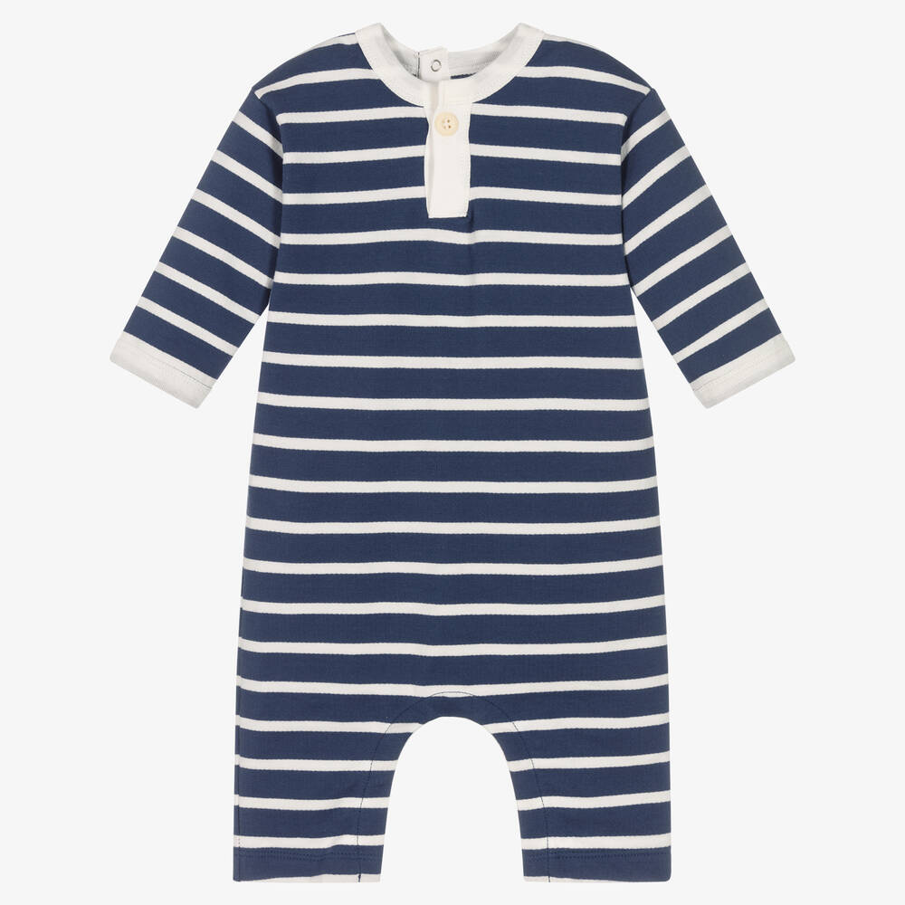 Petit Bateau - Combinaison bleue rayée bébé garçon | Childrensalon