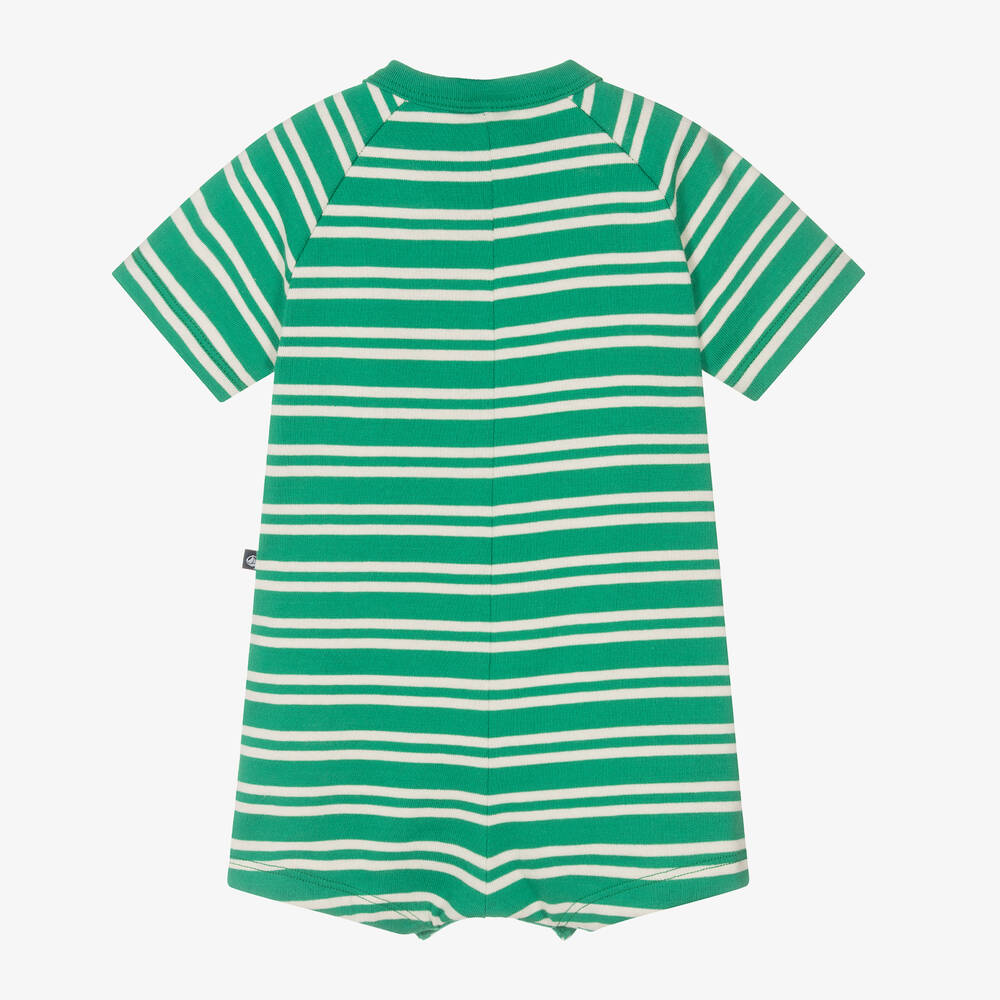 Petit Bateau-Baby Boys Green Stripe Cotton Shortie | Childrensalon Outlet