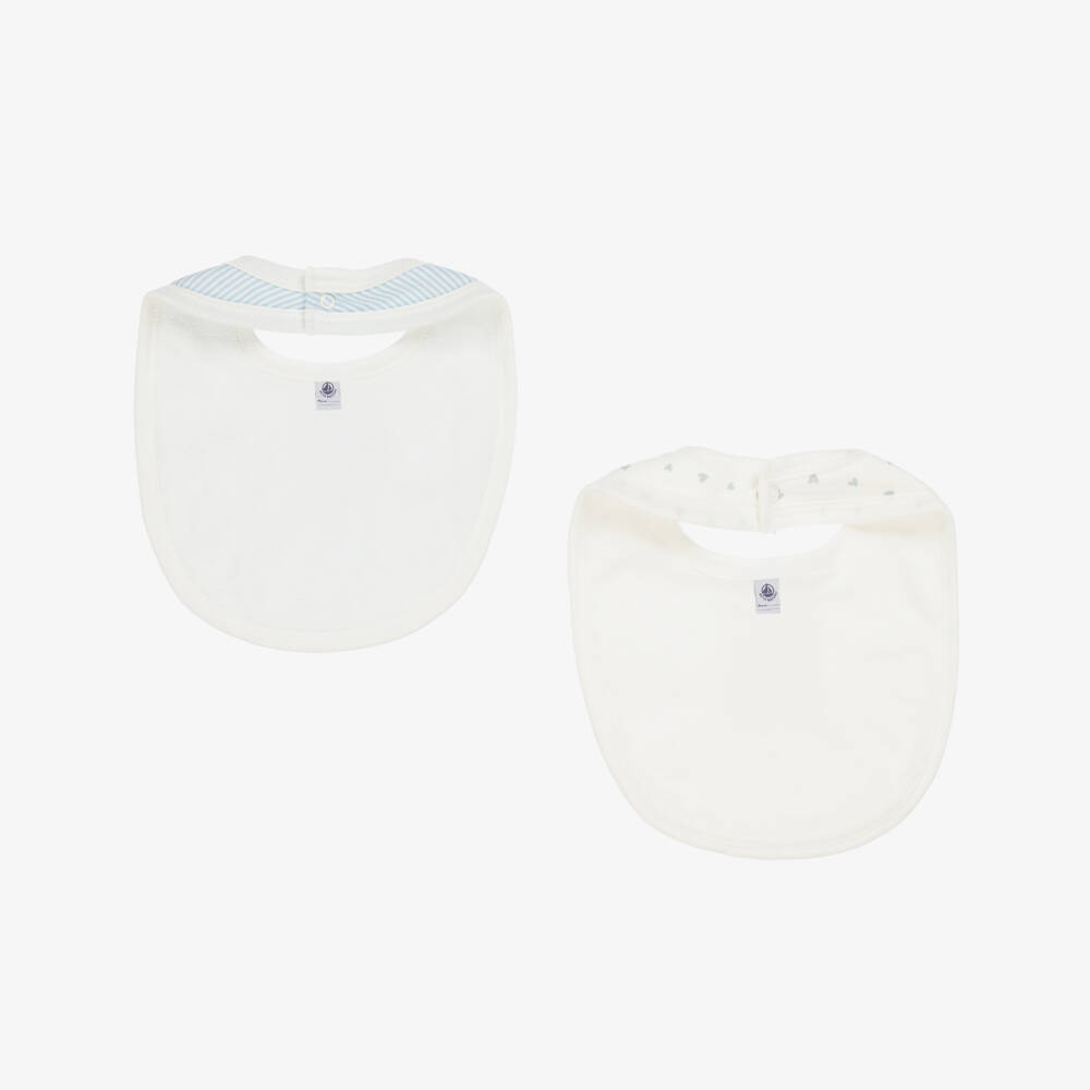 Petit Bateau-Baby Boys Ivory & Blue Bib Duo | Childrensalon Outlet