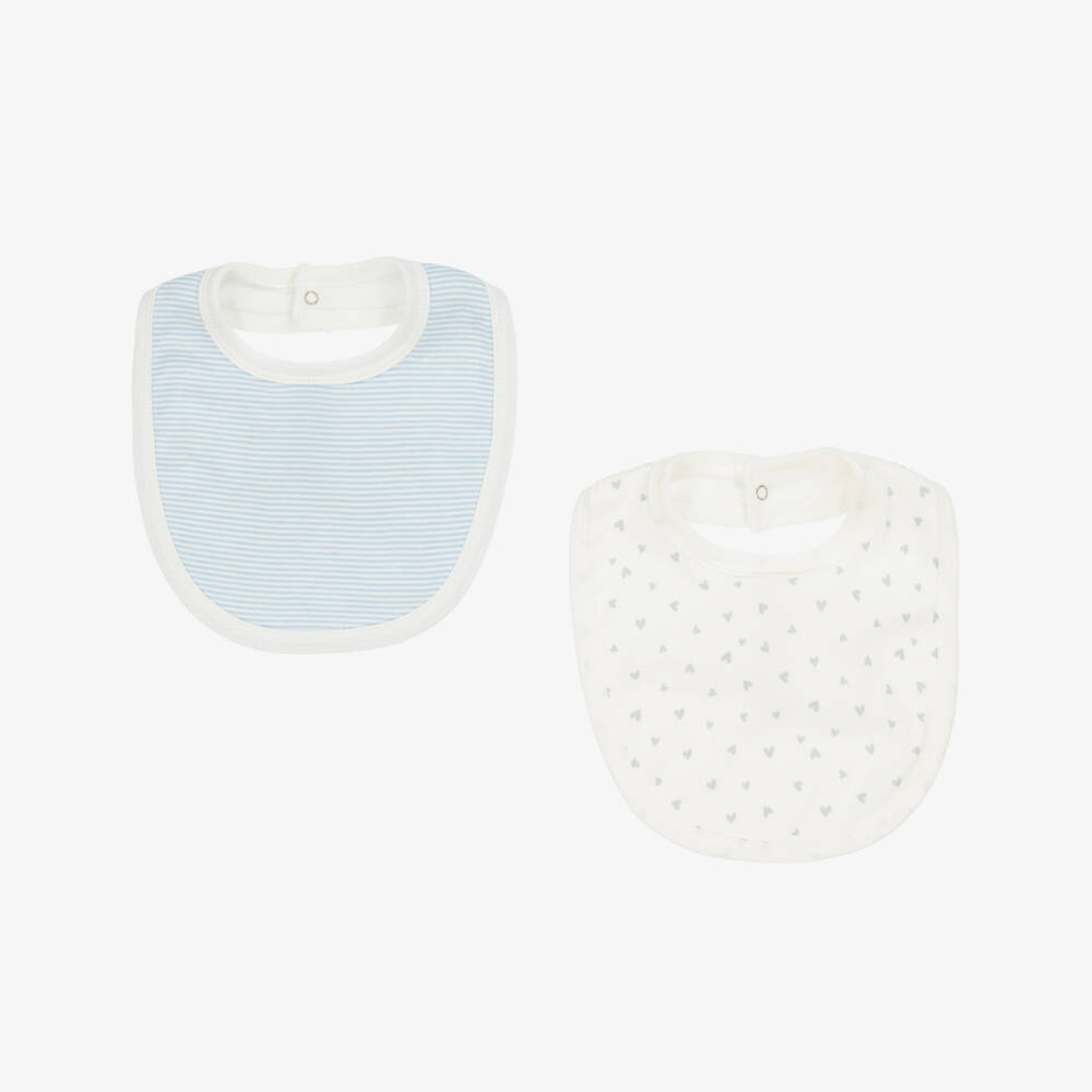 Petit Bateau-Baby Boys Ivory & Blue Bib Duo | Childrensalon Outlet