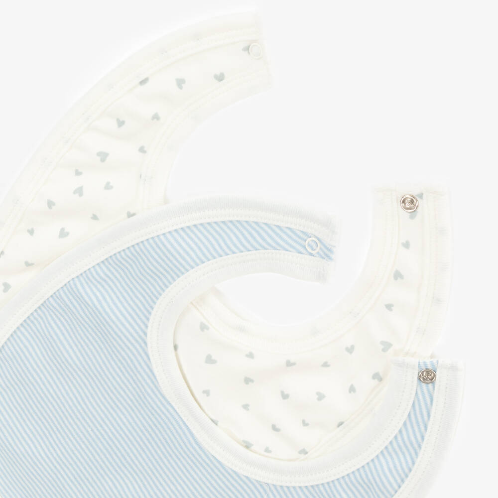 Petit Bateau-Baby Boys Ivory & Blue Bib Duo | Childrensalon Outlet