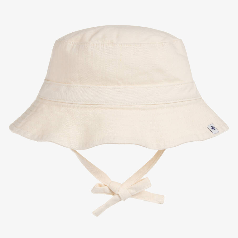Petit Bateau - Baby Boys Ivory Cotton Twill Bucket Hat | Childrensalon