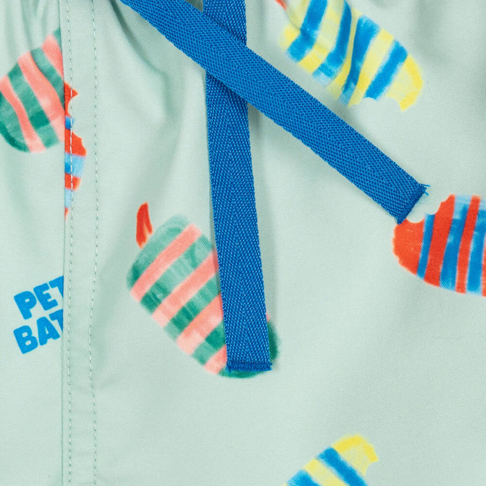 Petit Bateau-Baby Boys Mint Green Swim Shorts with Ice Lolly Print | Childrensalon Outlet