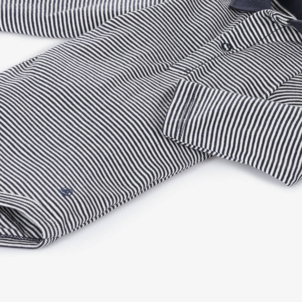 Petit Bateau-Baby Boys Navy Blue Cotton Striped Bodysuit | Childrensalon Outlet