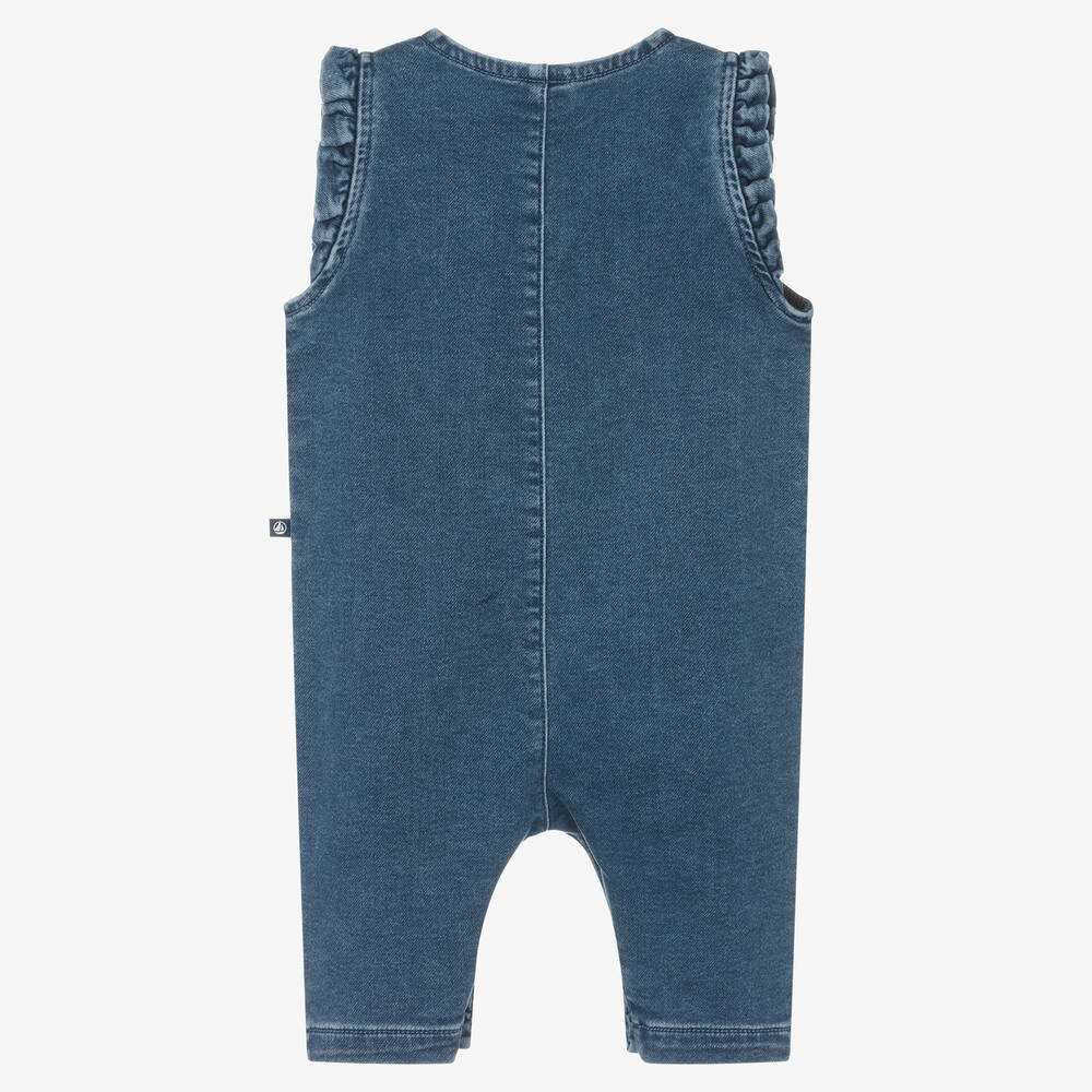Petit Bateau-Baby Girls Blue Denim Dungarees | Childrensalon Outlet