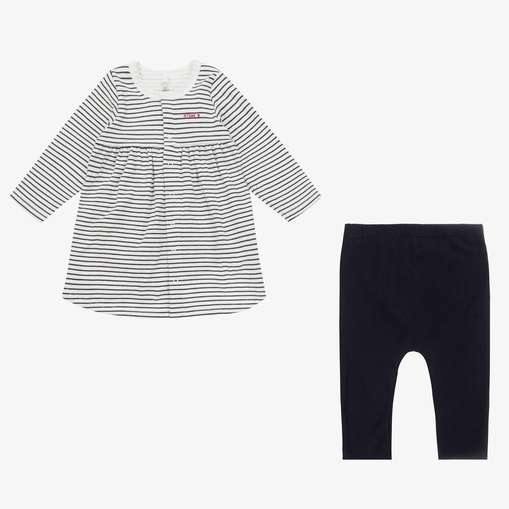 Petit Bateau-Платье в синюю полоску и легинсы из хлопка | Childrensalon Outlet