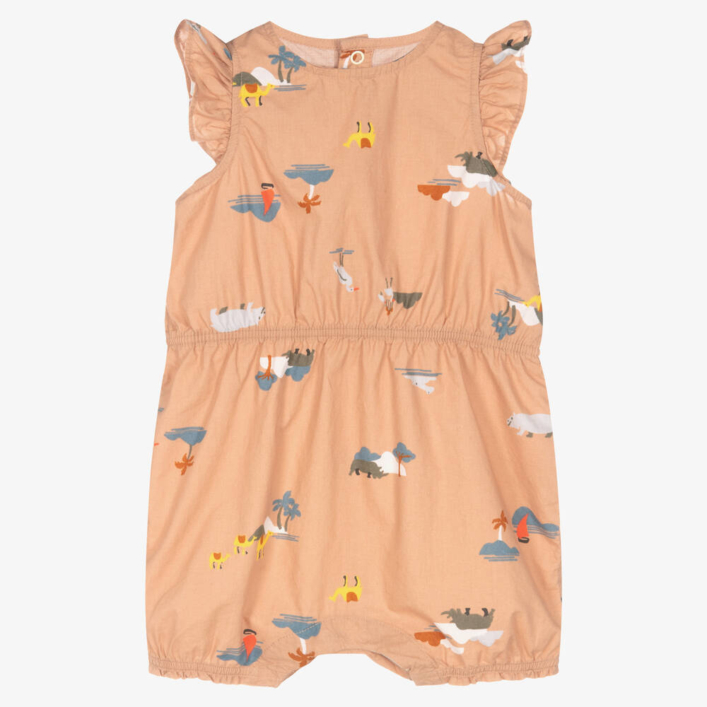 Petit Bateau-Baby Girls Brown Cotton Shortie | Childrensalon Outlet