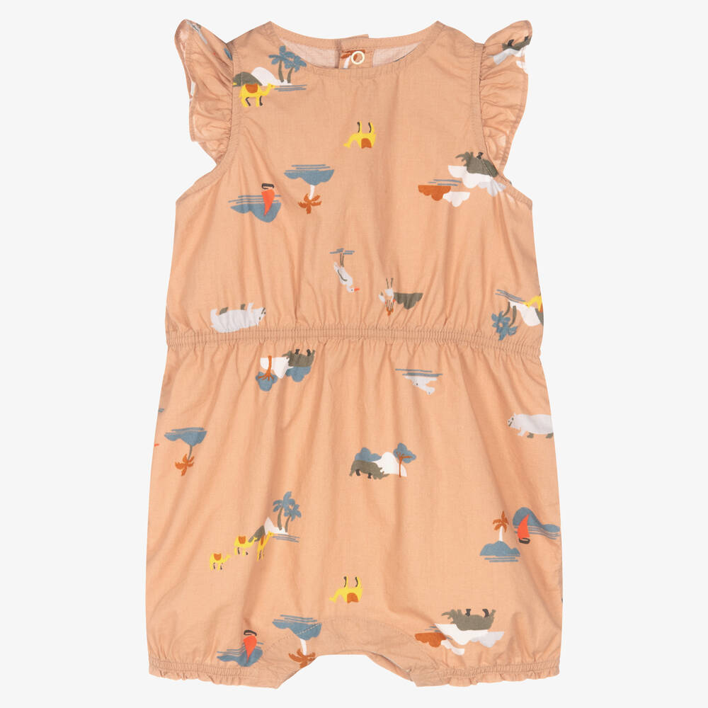 Petit Bateau - Baby Girls Brown Cotton Shortie | Childrensalon