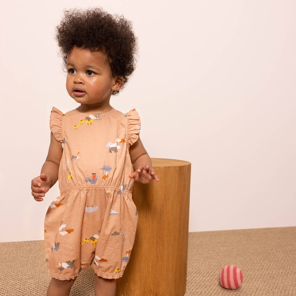 Petit Bateau Barboteuse marron en coton