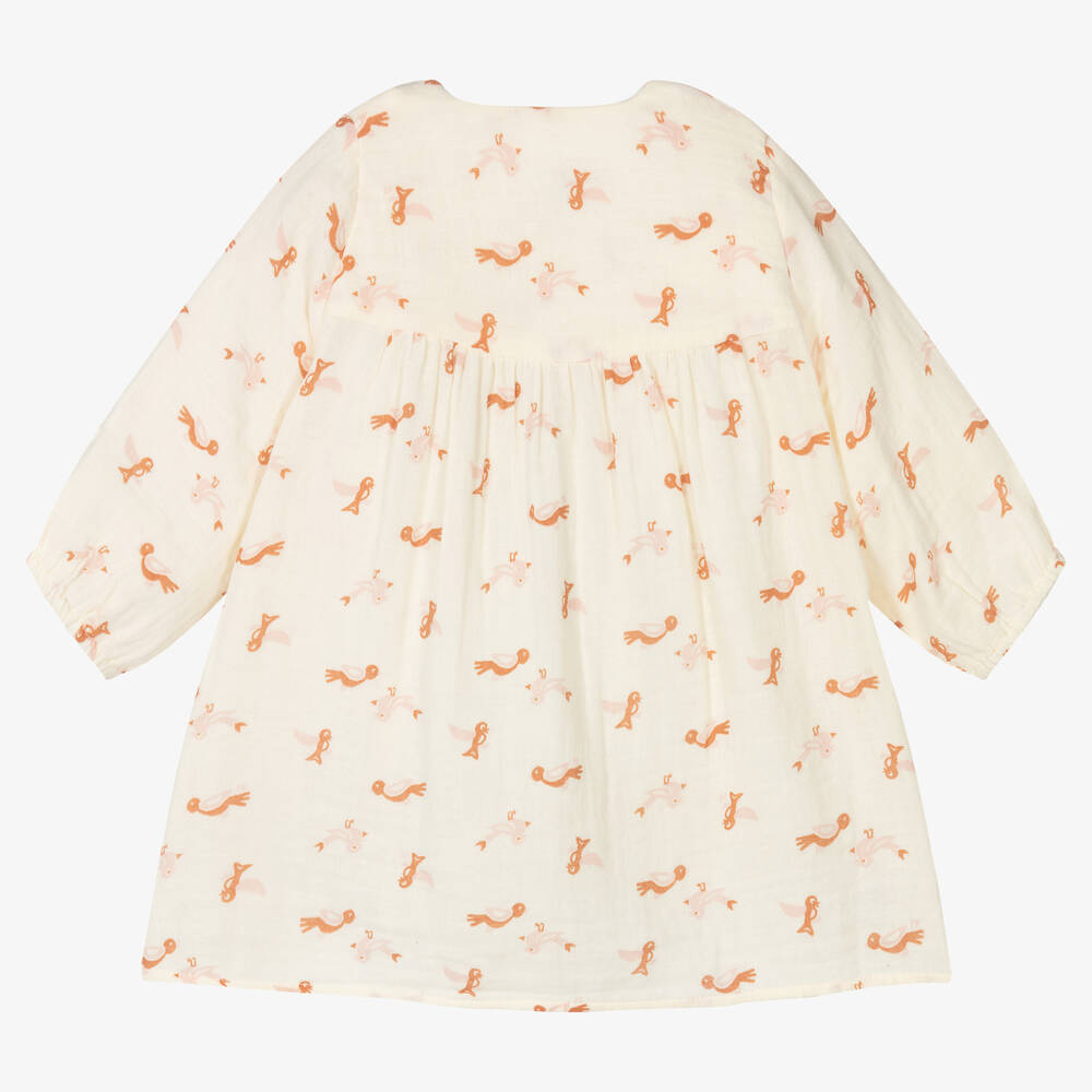 Petit Bateau-Baby Girls Ivory Bird Dress | Childrensalon Outlet