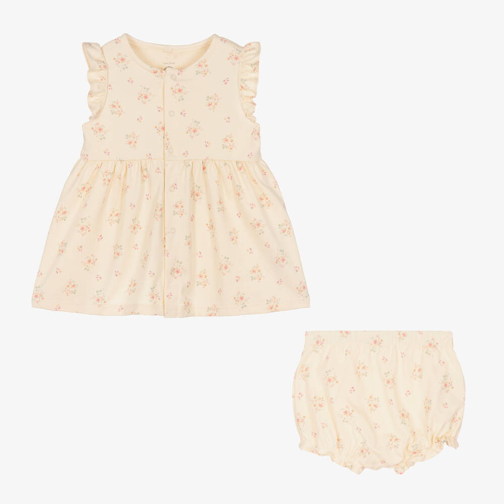 Petit Bateau-Baby Girls Ivory Cotton Floral Dress | Childrensalon Outlet